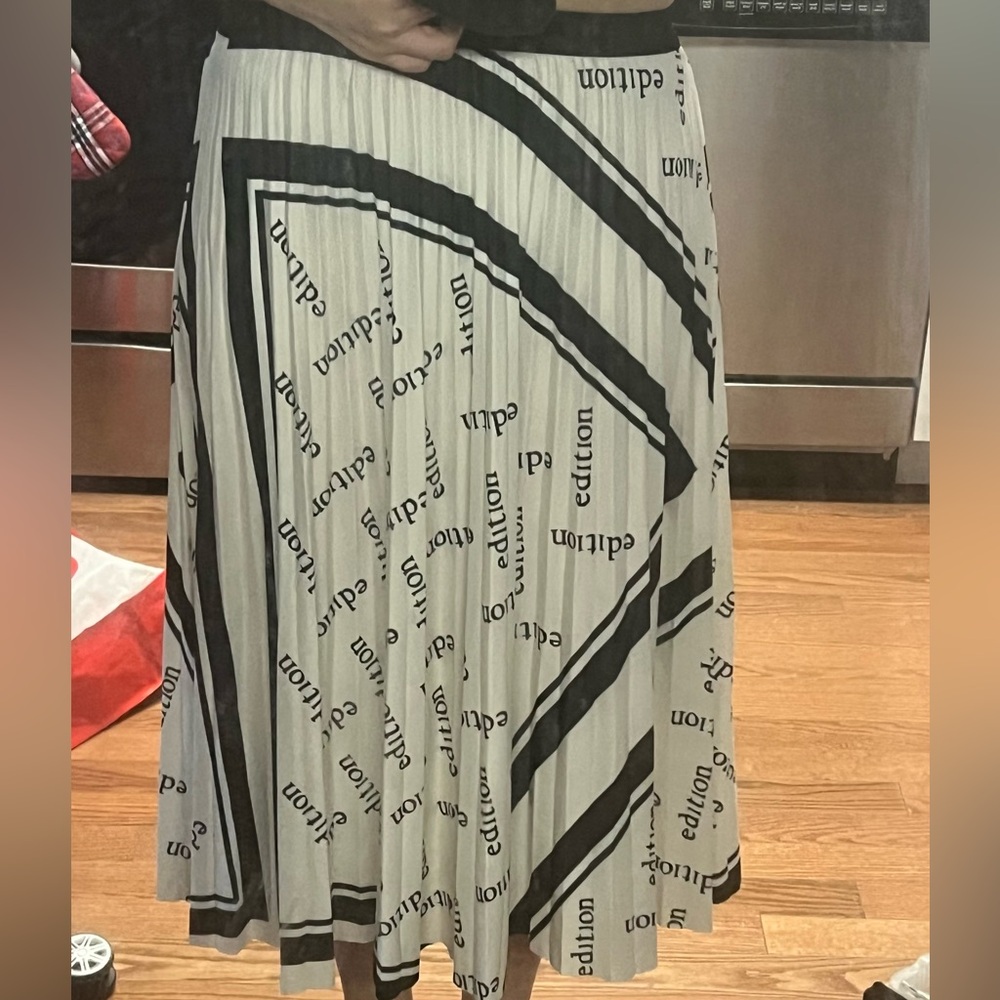 Korean Boutique Black and White Pleated Skirt - Picture 4 of 5